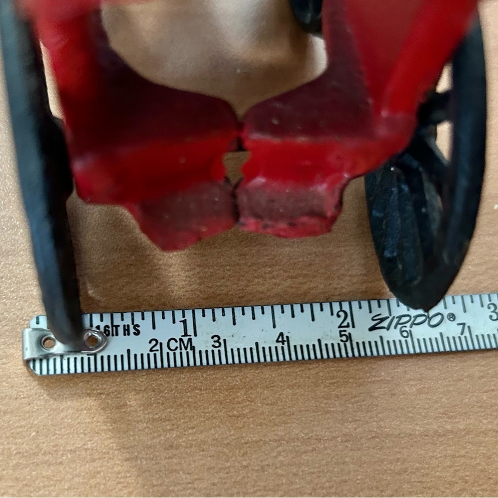 Vintage Cast Iron Toy white Horse with red Ice Wagon Cart - Picture 8 of 8